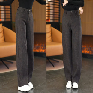 羊毛裤子女冬季加绒弯刀裤2025新款今年流行爆款休闲裤窄版阔腿裤