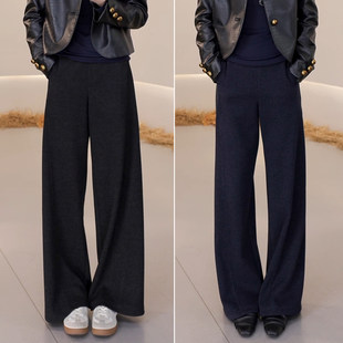 羊毛裤子2025新款今年流行爆款高腰直筒休闲裤女秋冬加绒阔腿长裤