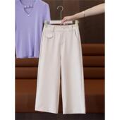 直筒休闲裤 女小个子高腰大码 2025新款 中裤 七分阔腿西装 裤 夏季 薄款