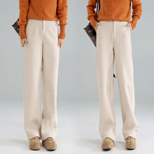 加绒裤子女冬高腰弯刀裤2025新款今年流行爆款显瘦羊毛阔腿休闲裤