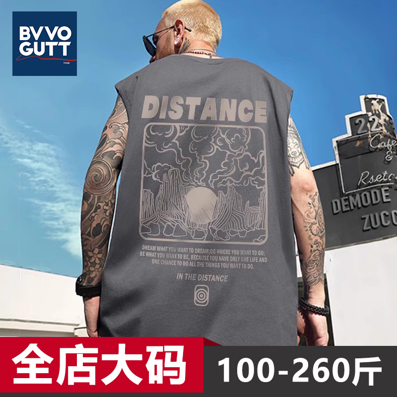 美式跨栏背心男潮速干宽松纯棉运动坎肩大码男士夏季健身无袖t恤