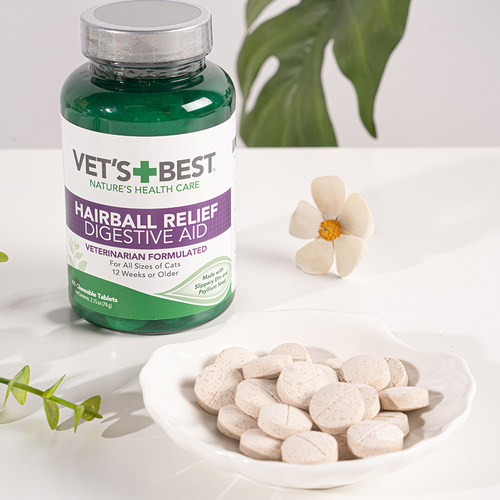 美国绿十字Vet's Best猫草片化毛膏安全排毛调理肠胃猫咪化毛球片