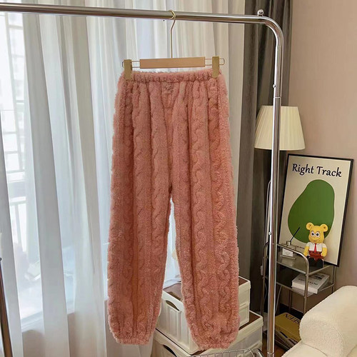 加绒法兰绒女长裤200斤大码睡裤