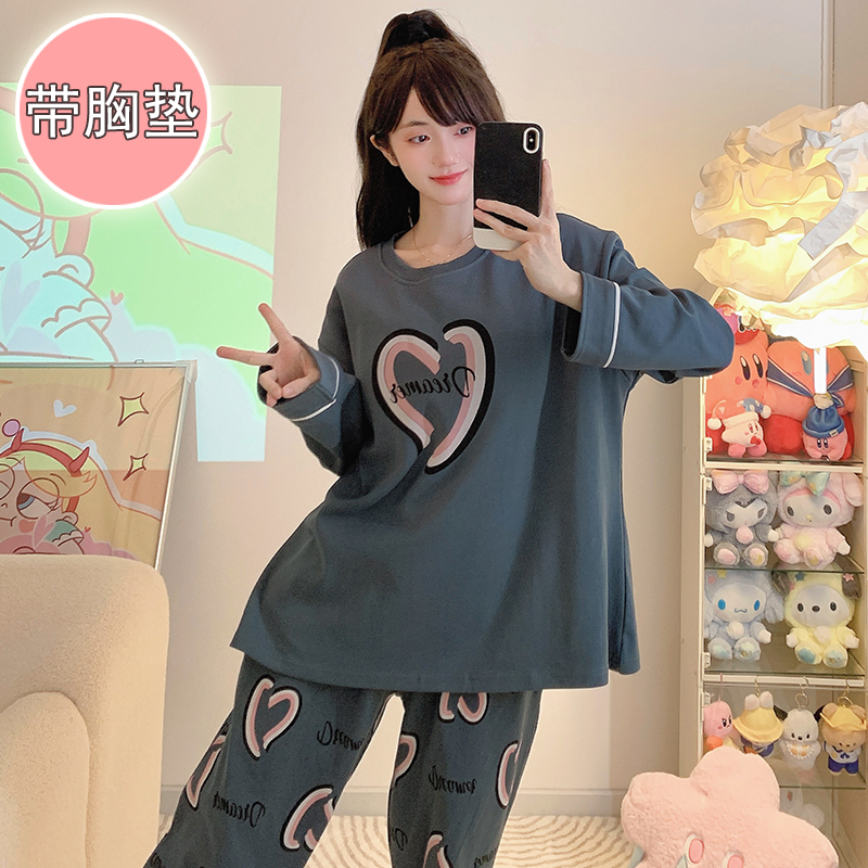 女6535针织棉大码甜美睡衣