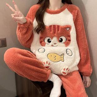 加厚珊瑚绒睡裙女冬天新款大码保暖法兰绒长袖秋冬季卡通可爱睡衣