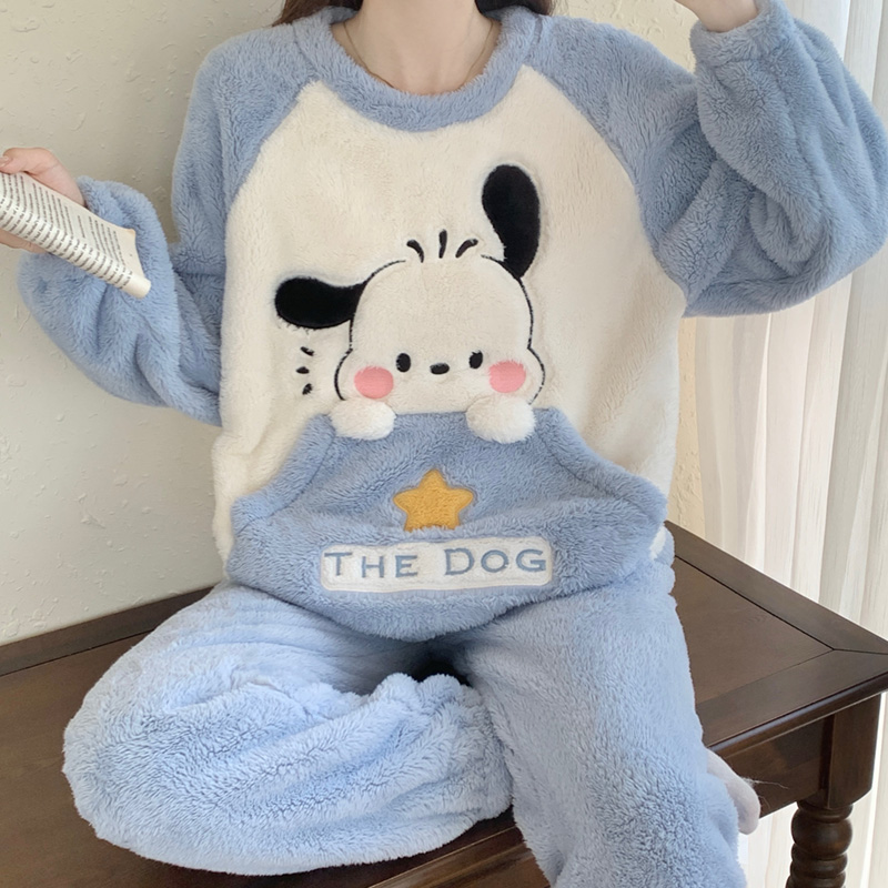 大码睡衣女冬季加厚保暖珊瑚绒