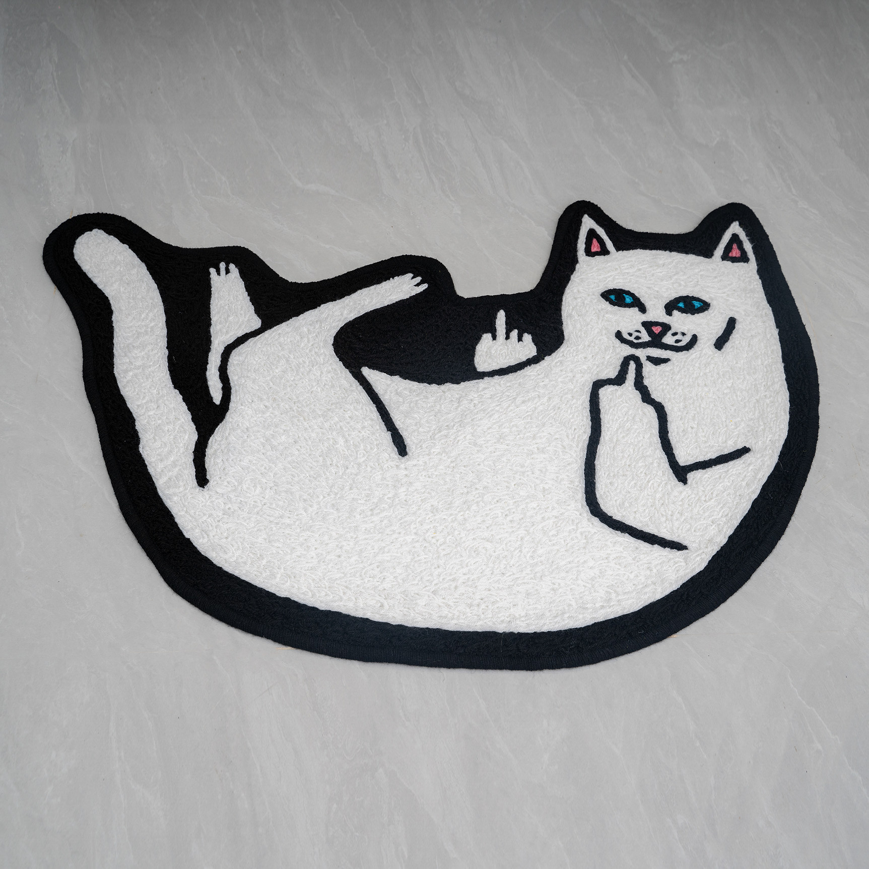 簇绒植绒晴纶圈绒贱猫竖中指rip n dip口袋猫go away地毯地垫坐垫