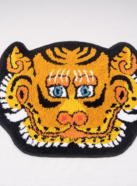 ins风藏虎Panthera tigris经典镇宅小老虎卡通国风地毯地垫坐垫