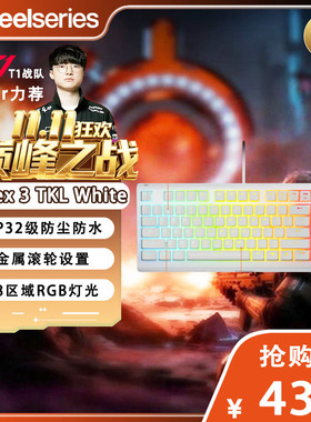 SteelSeries赛睿 Apex 3 TKL White 白色游戏电竞防水防尘键盘RGB