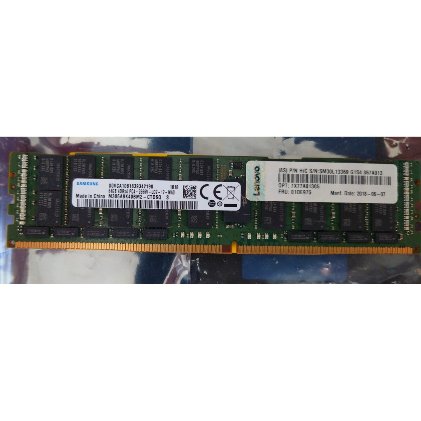 联想 7X77A01305 01DE975 64G 4DRX4 DDR4 2666V服务器内存LRDIMM