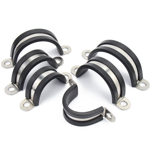 304不锈钢连胶条骑马卡管卡带胶条管支架管扣喉箍水管夹U/R型抱箍