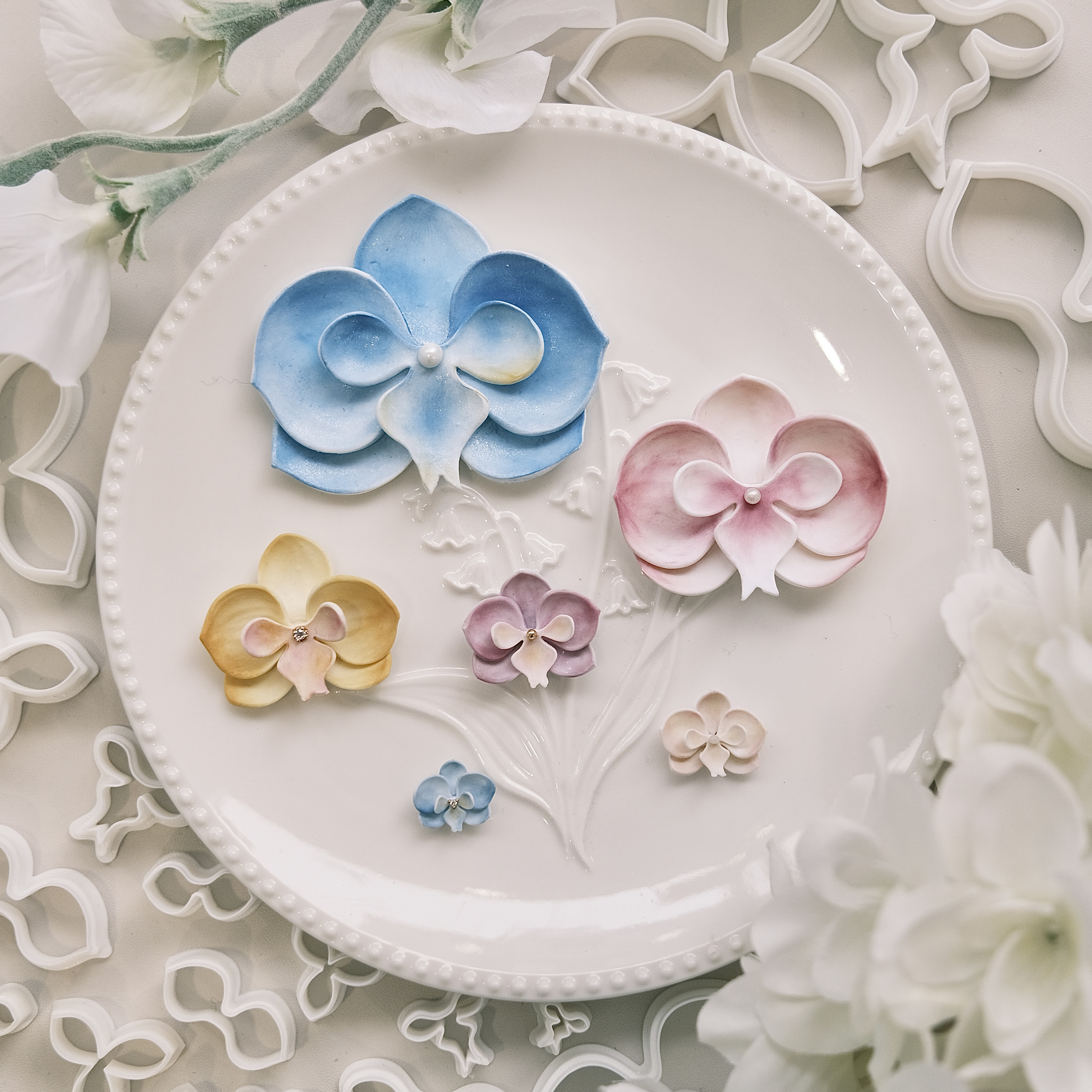 软陶模具立体花朵花瓣蝴蝶兰模具套装粘土耳饰饰品切模干净