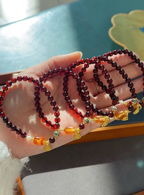 天然波罗的海血珀手链女款酒红色
