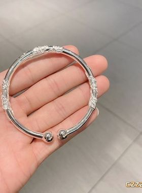 手镯款手饰繁花镯子实心妈妈生日礼物女高级感气质简约百搭