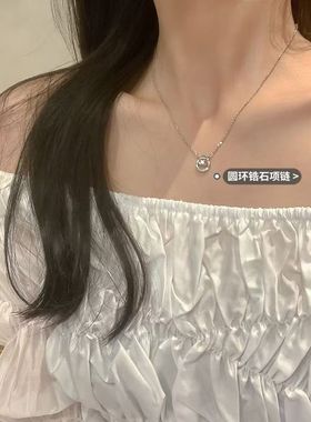 小清新星星流苏项链女简约ins轻奢风锁骨链镶钻锆石镂空吊坠锁骨