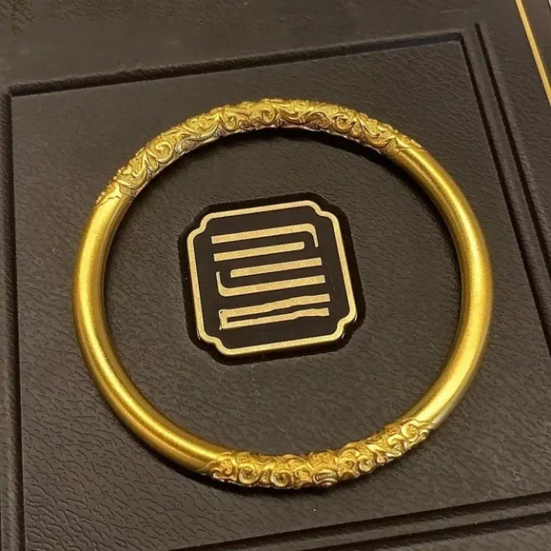 金店同款卷草纹仿真手镯紫荆花金手镯