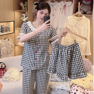 宽松休闲家居服套装 高品质睡衣女春夏短袖 大码 品牌高货青沧