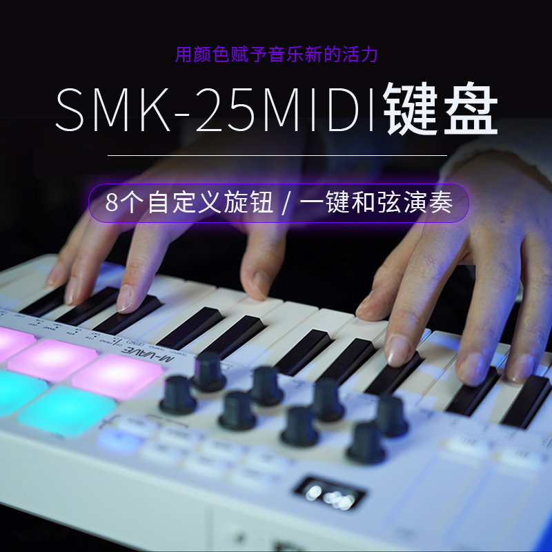 mini25键MIDI键盘音乐编曲键盘电音MIDI键盘控制器打击垫SMK