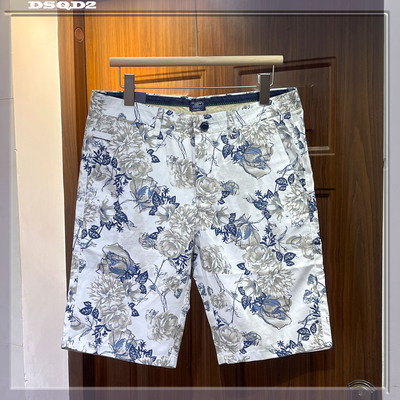 花裤五分裤直筒印花纯棉休闲裤男