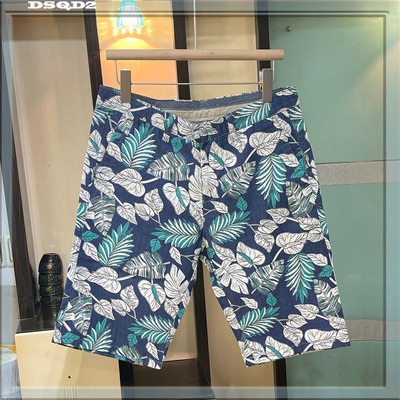 花裤五分裤直筒印花纯棉休闲裤男