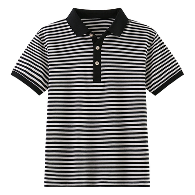 男童条纹短袖夏款2025新款中大童polo衫翻领休闲上衣半袖男宝学院