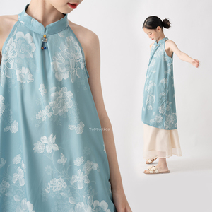 YUSTUDIOS 2024夏季新款女童复古旗袍连衣裙儿童中国风背心裙子