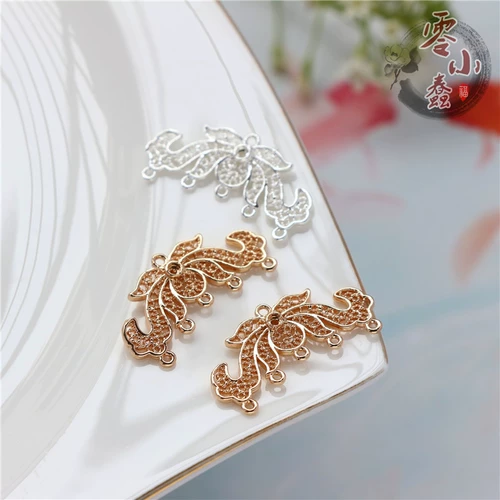 Подвеска, двусторонная китайская шпилька, медные аксессуары, 23×30мм, орхидея