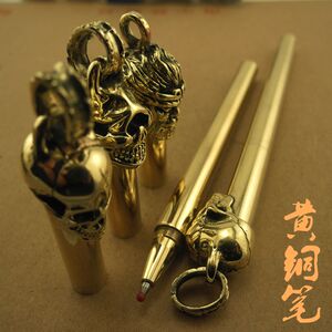 黄铜笔高山隆独眼纯铜猴头孙悟空水性笔个性复古礼品骷髅头签字笔