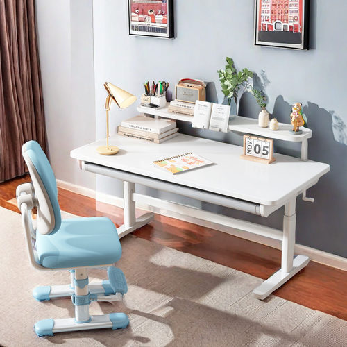 宝读书实木手摇升降儿童学习桌