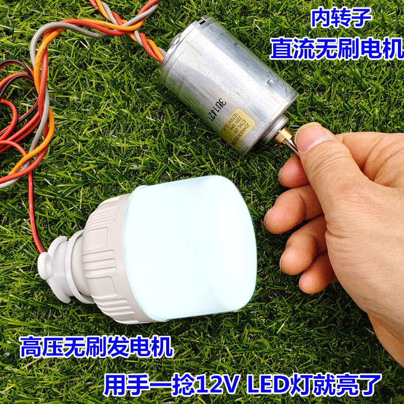 220V双轴承静音直流高压无刷电机马达微型DIY高压发电机可充电