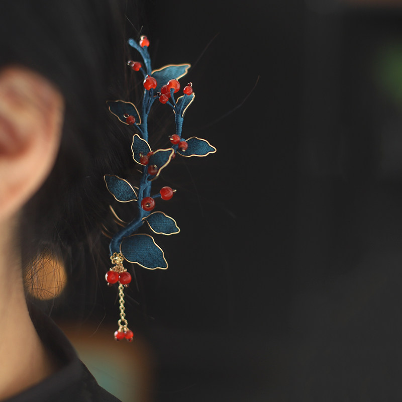 相思豆流苏步摇古风盘发头饰秋冬绒布红果实发梳古典发钗汉服头饰,饰品/流行首饰/时尚饰品新,发饰,淘宝优惠券,粉丝福利购,淘宝优惠卷