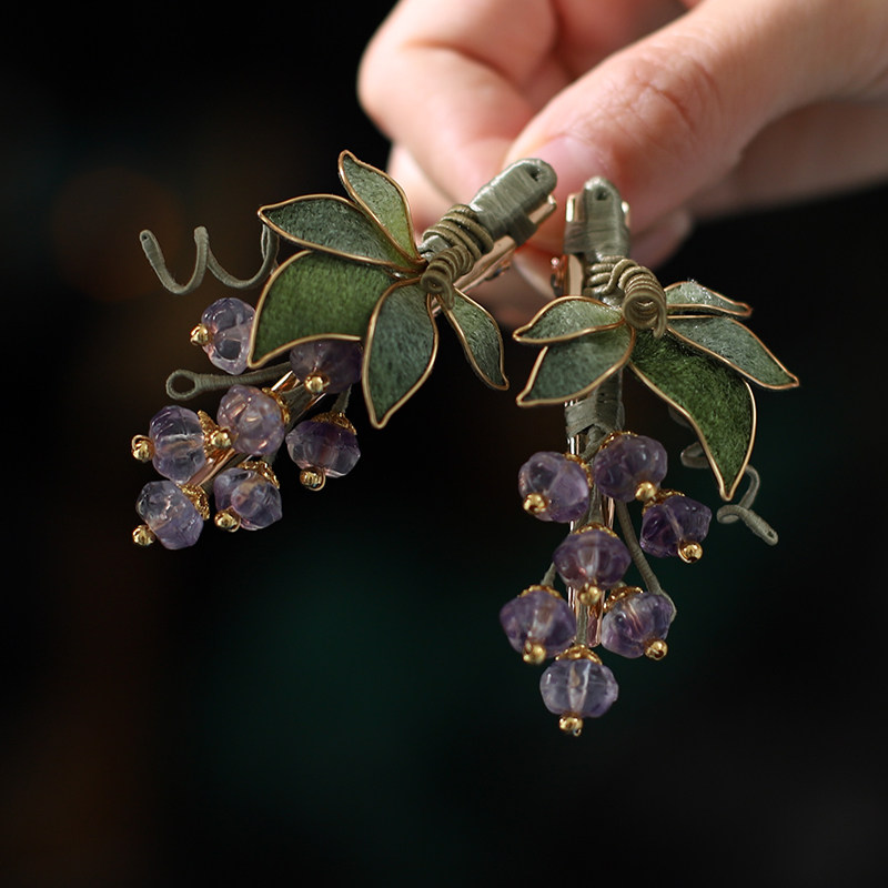 紫色葡萄藤叶古风发夹后压盘发头饰汉服配饰绝美新中式旗袍发饰女,饰品/流行首饰/时尚饰品新,发饰,淘宝优惠券,粉丝福利购,淘宝优惠卷