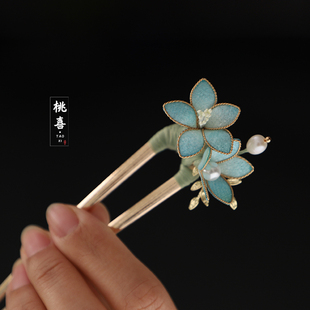 丁香花掐丝仿绒花发簪古风汉服头饰发钗新中式旗袍国风簪子配饰女