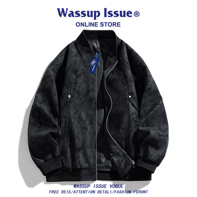 WASSUP ISSUE美式飞行夹克男款春秋2025新款皮衣宽松棒球服外套男