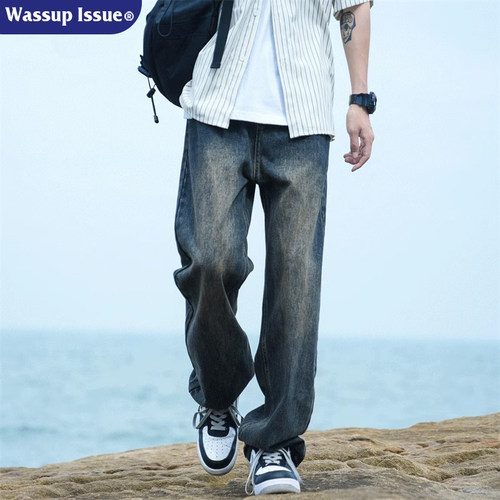 WASSUP ISSUE美式高街牛仔裤男款夏季2025新款宽松直筒阔腿裤子男