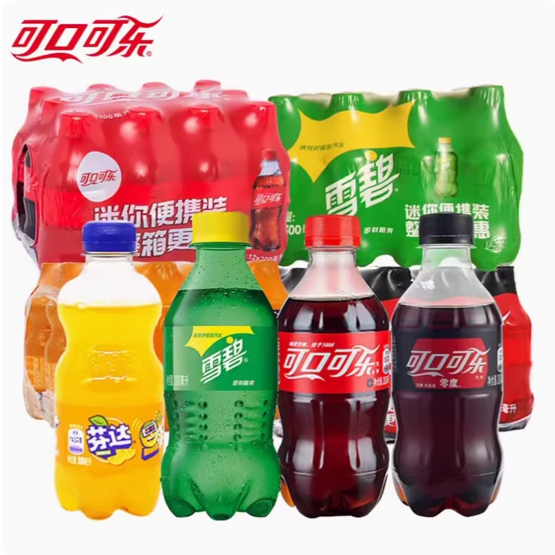 可口可乐经典含糖雪碧芬达碳酸饮料冰爽汽水300ml*6瓶