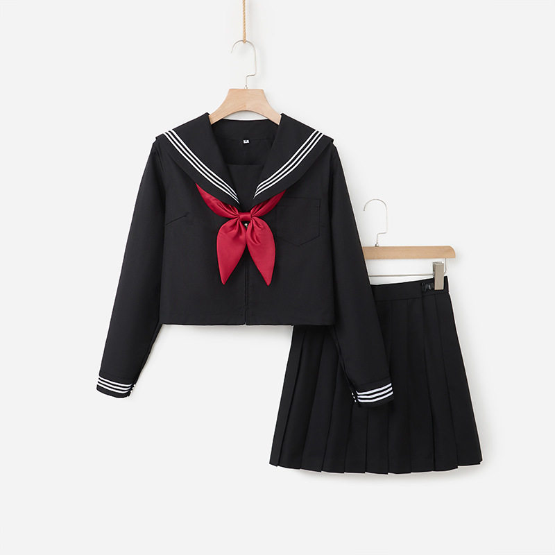 供应黑三本jk制服女日系正统