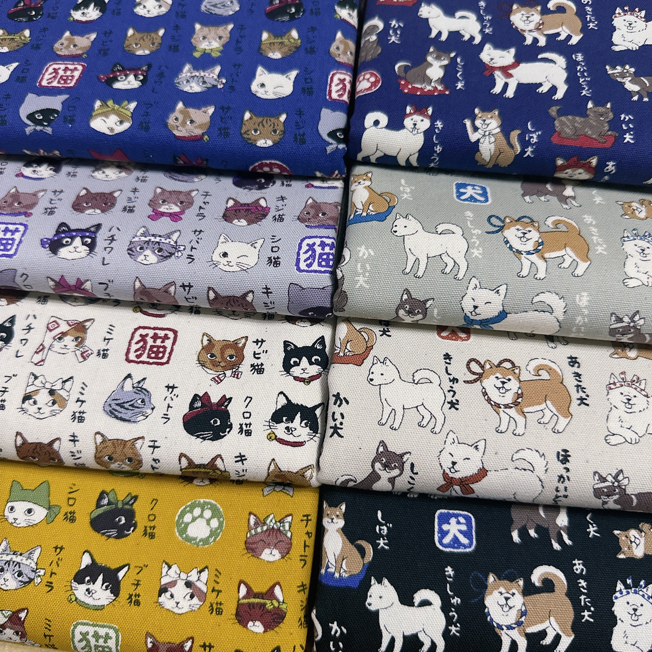 居家布艺面料布料日本进口KOKKA全棉纯棉印花布细帆布桌布柴犬猫