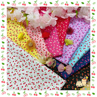 日本进口手作可爱布艺拼布面料布料纯棉印花布平纹棉布头樱桃