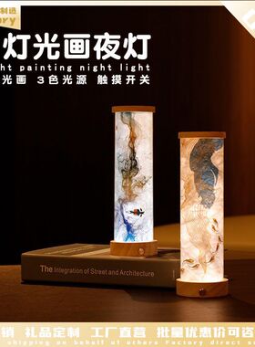 T5灯光画小夜灯桌面创意氛围感夜灯复古设计客厅卧室摆件趣味灯