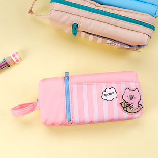 青壹坊大容量笔袋出去玩多层分隔收纳袋盐系文具盒学生文具收纳袋