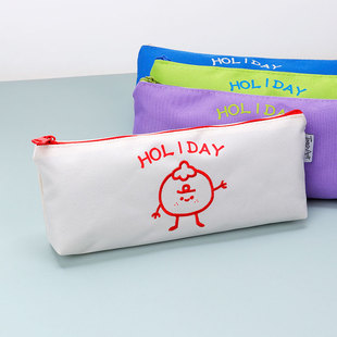 青壹坊小草派对笔袋倒梯形牛津布ins风文具盒大容量学生可爱收纳