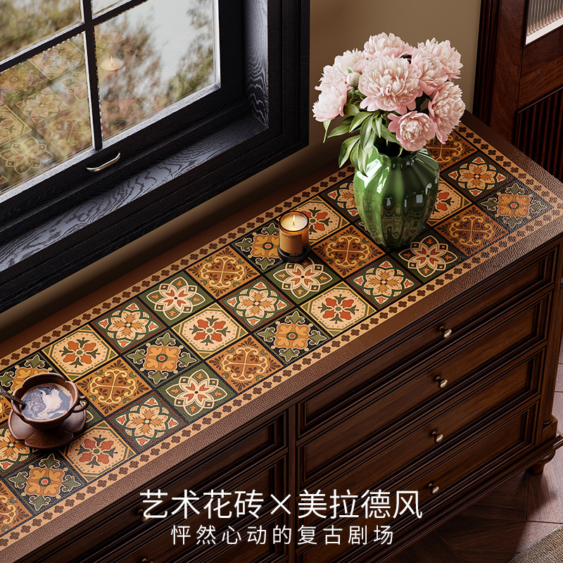 范居态度美式皮革鞋柜垫电视柜垫