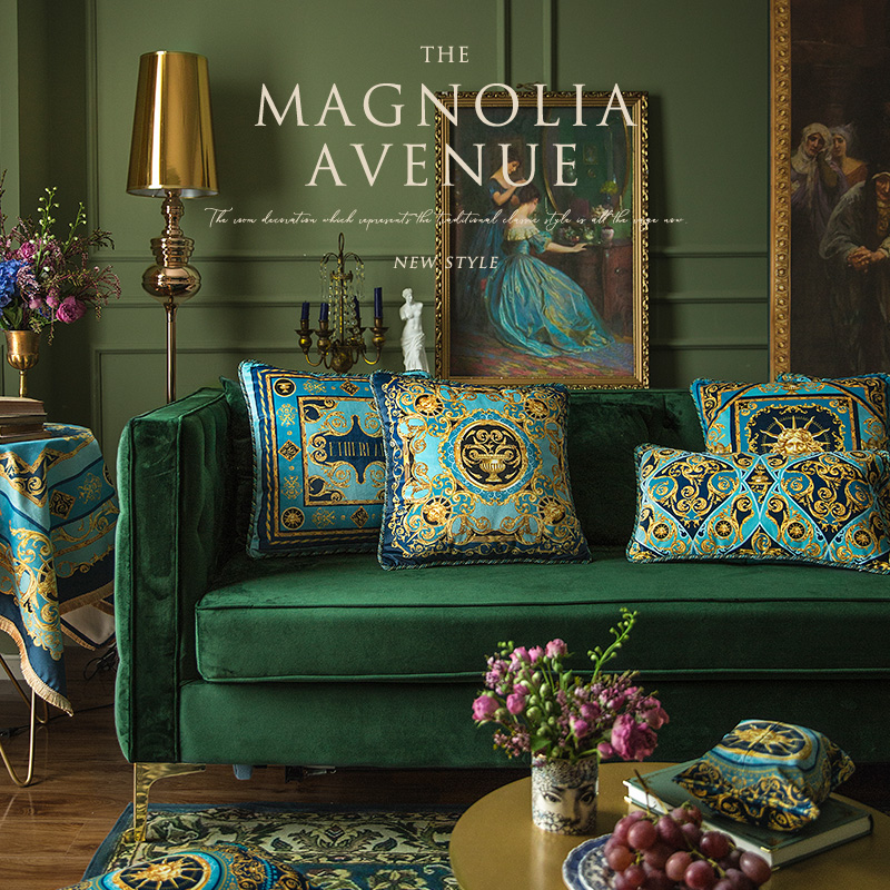 范居态度蓝金欧复古沙发抱枕腰枕