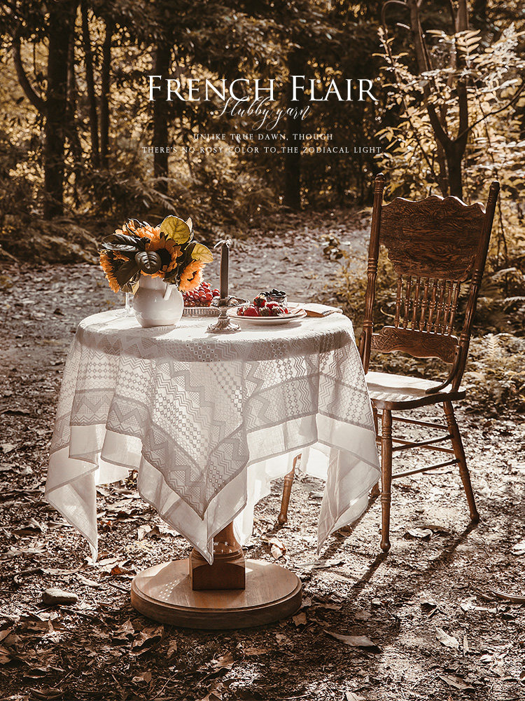 Fanju attitude Old-time lace tablecloth Nordic round table cover cloth French table cloth Tea table tablecloth High-end sense