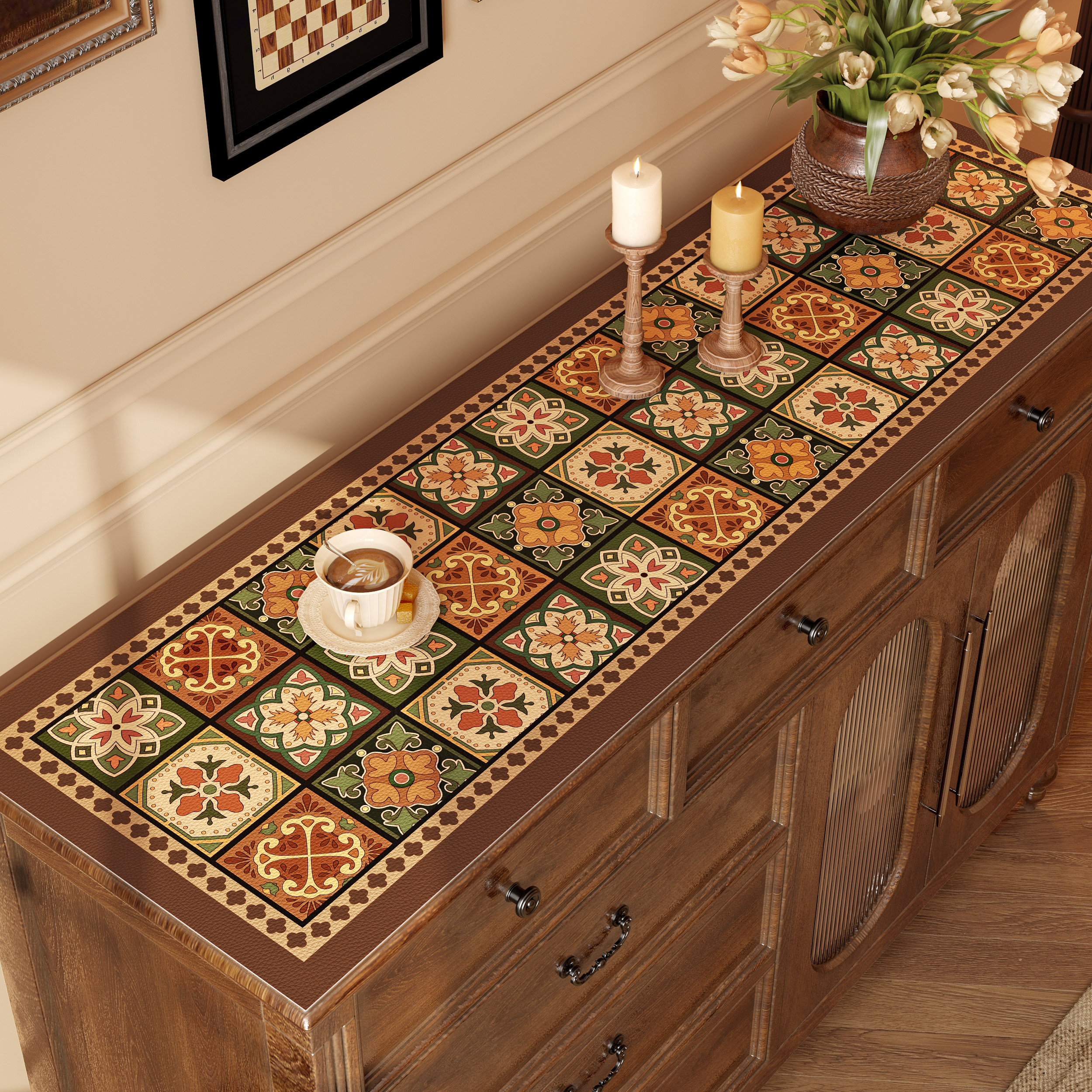 范居态度美拉德复古皮革桌垫电视柜防水餐边柜台面保护垫新款柜垫,居家布艺,桌布,淘宝优惠券,粉丝福利购,淘宝优惠卷