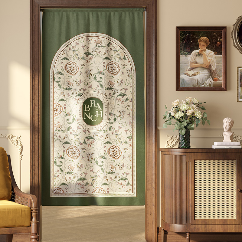 范居态度花枝短毛绒门帘隔断帘