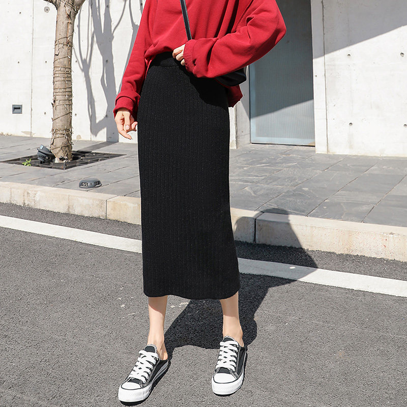针织半身裙一步裙包臀裙女2021秋冬新款高腰直筒裙中长款毛线裙子|ruв категории Женская одежда, юбка - от Buy2taobao.com для оказания профессиональной услуги покупки агента Taobao
