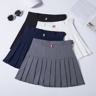 灰色半身裙女学生2024新款 料高腰a字短裙夏 裙子春秋tb百褶裙西装