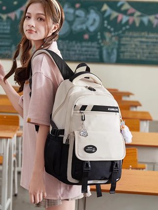 减负护脊超大容量中学生初中生书包女高中生女生小学生双肩背包潮